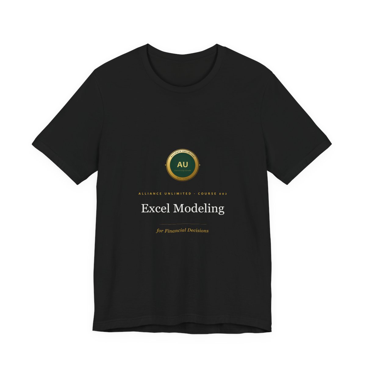 Excel Modeling for Financial Decisions Tee — front view, Black