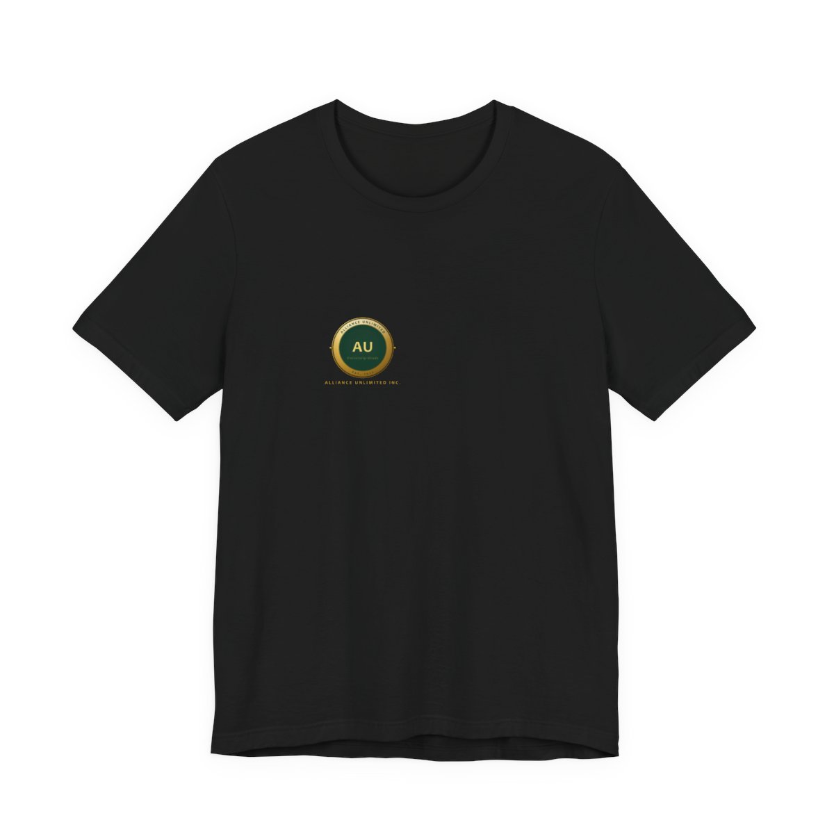 AU Monogram Tee — Left Chest — front view, Black